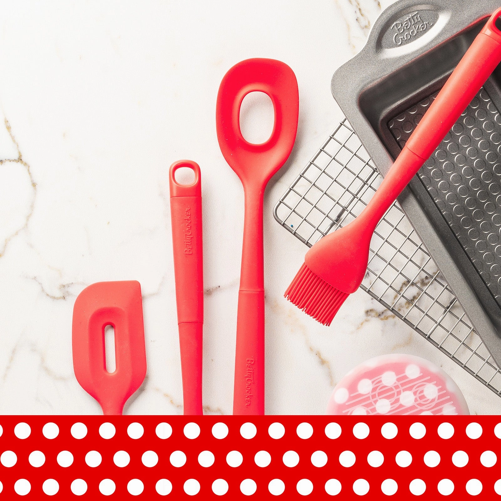Betty CrockerSilicone 13 Inch Stirring Spoon, Red