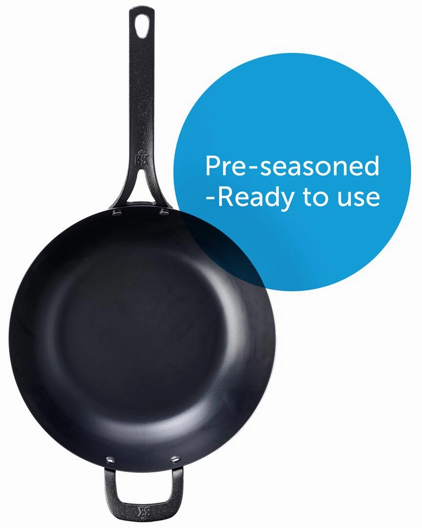 BK Black Carbon Steel Wok 12in