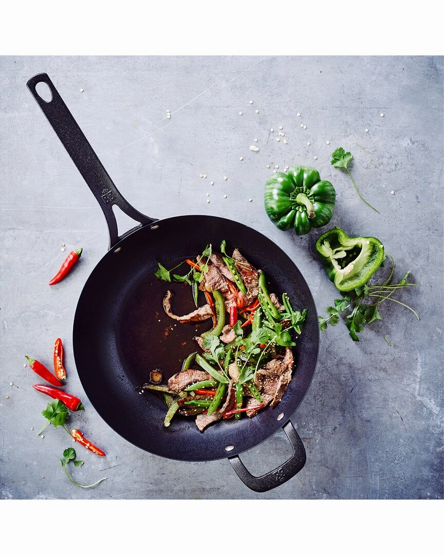 BK Black Carbon Steel Wok 12in