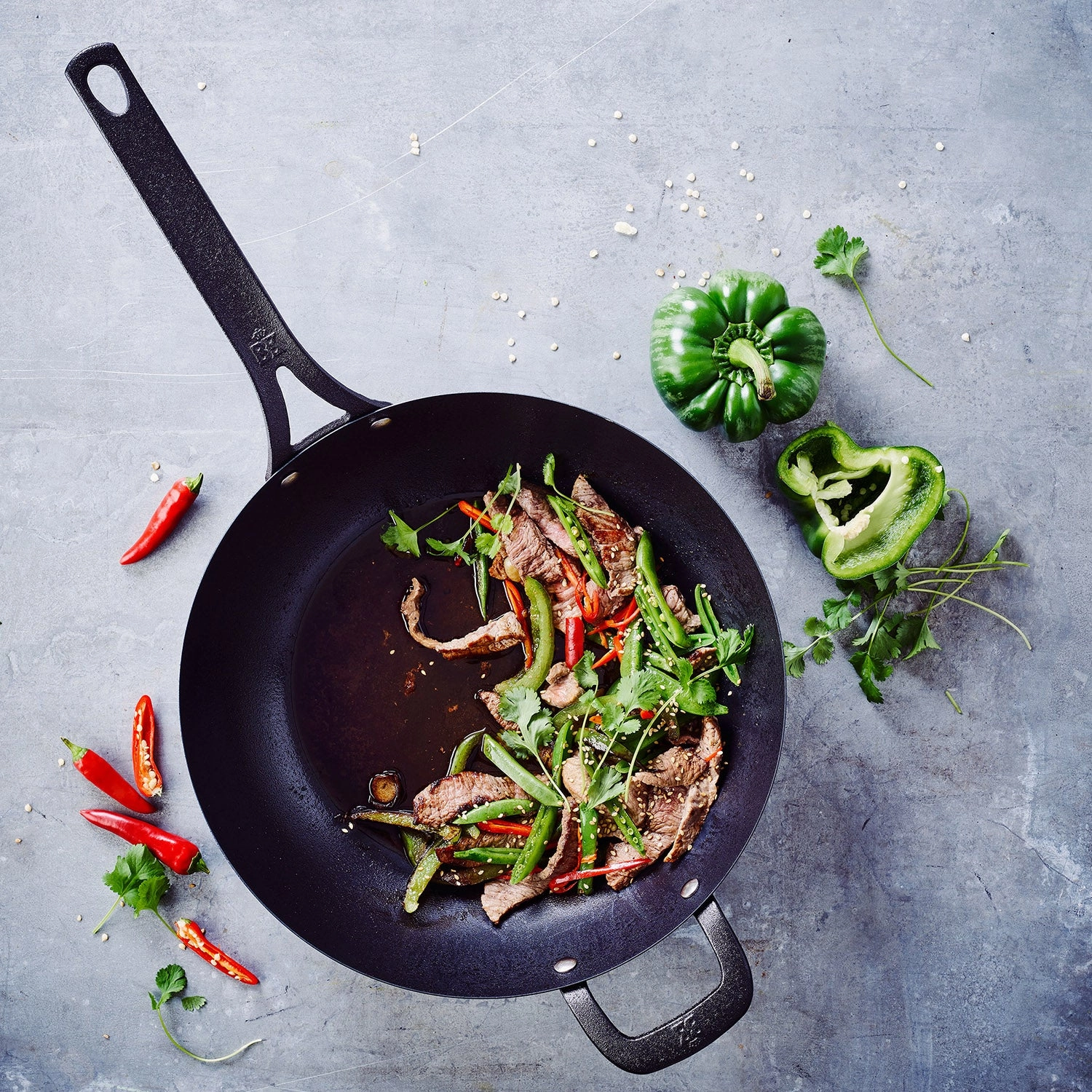 BK Cookware Black Steel 12-Inch Open Wok