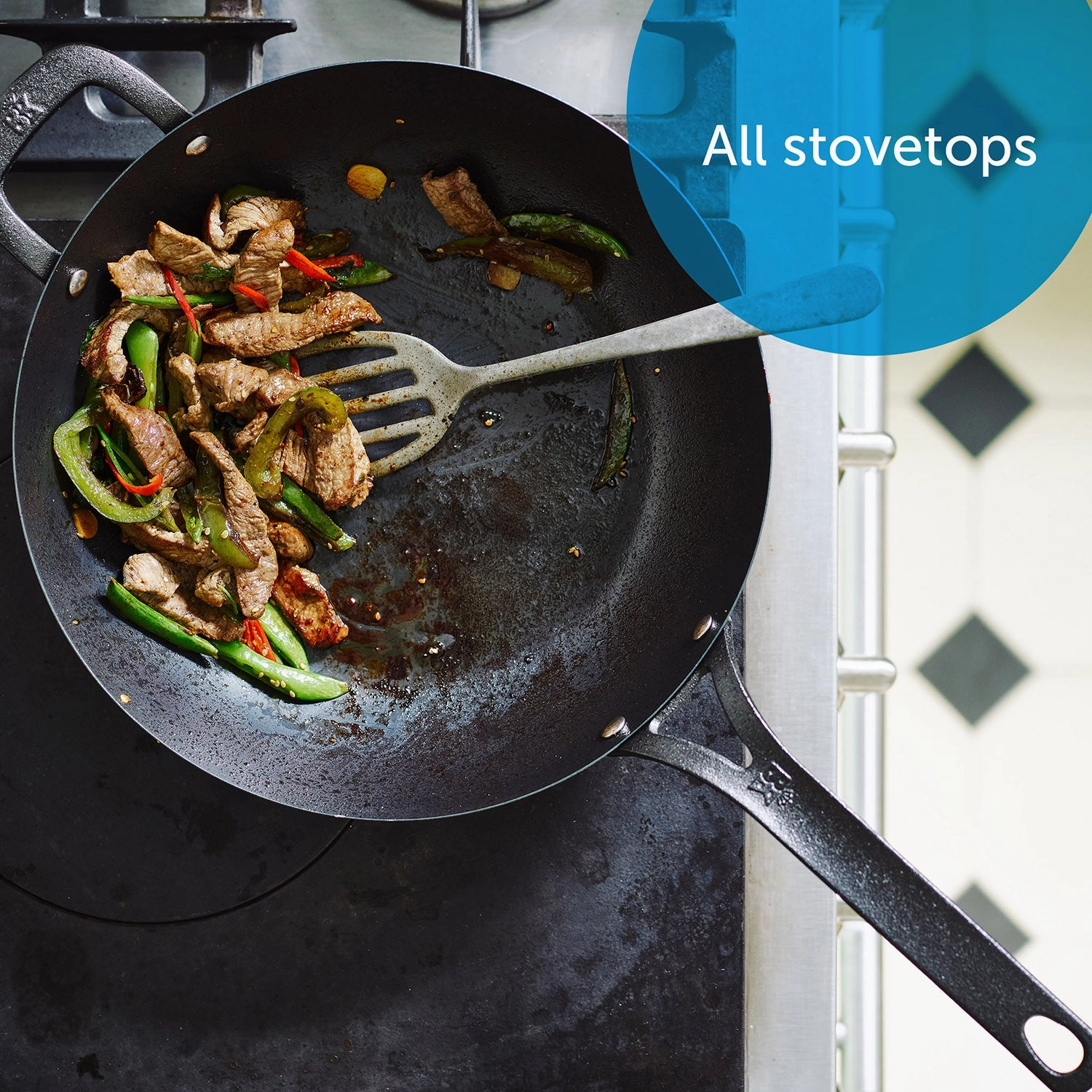 BK Cookware Black Steel 12-Inch Open Wok