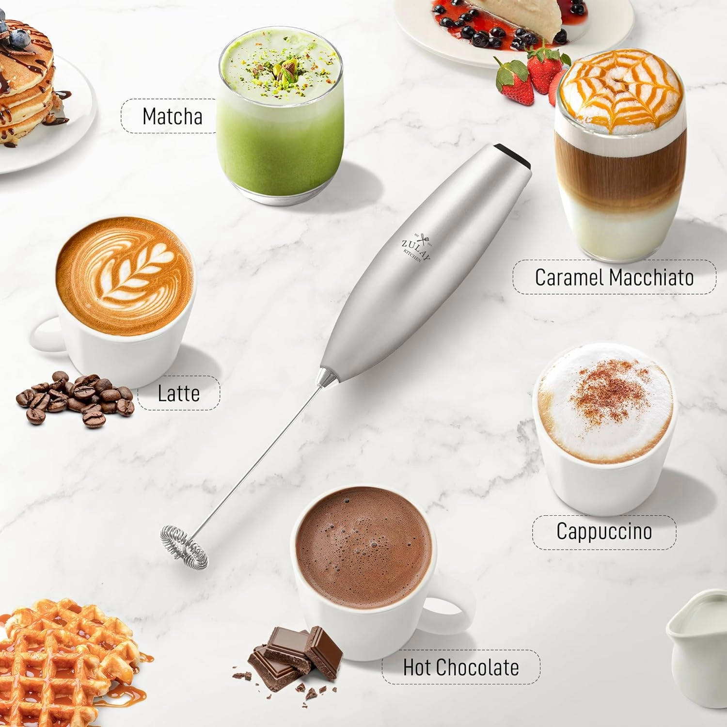 Black Executive Series Ultra Premium Gift Milk Frother For Coffee With Improved Stand