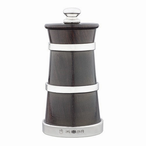 Blackwood Churn Salt mill, 9.5cm, Sterling Silver Bands Serveware Good quality and affordable