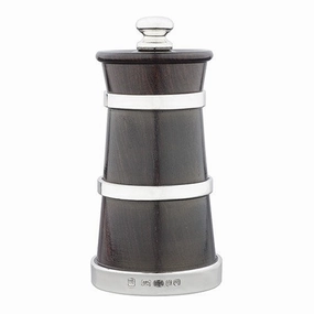 Blackwood Churn Salt mill, 9.5cm, Sterling Silver Bands Serveware Good quality and affordable