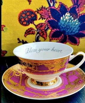 Bless Your Heart Teacup And Saucer In Purple Perfection Cooking Tools & Accessories clearance kits