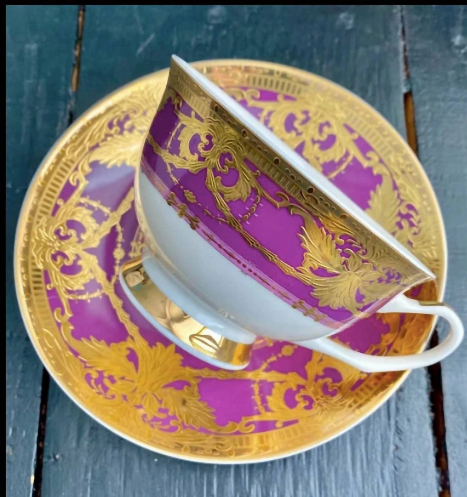 Bless Your Heart Teacup And Saucer In Purple Perfection