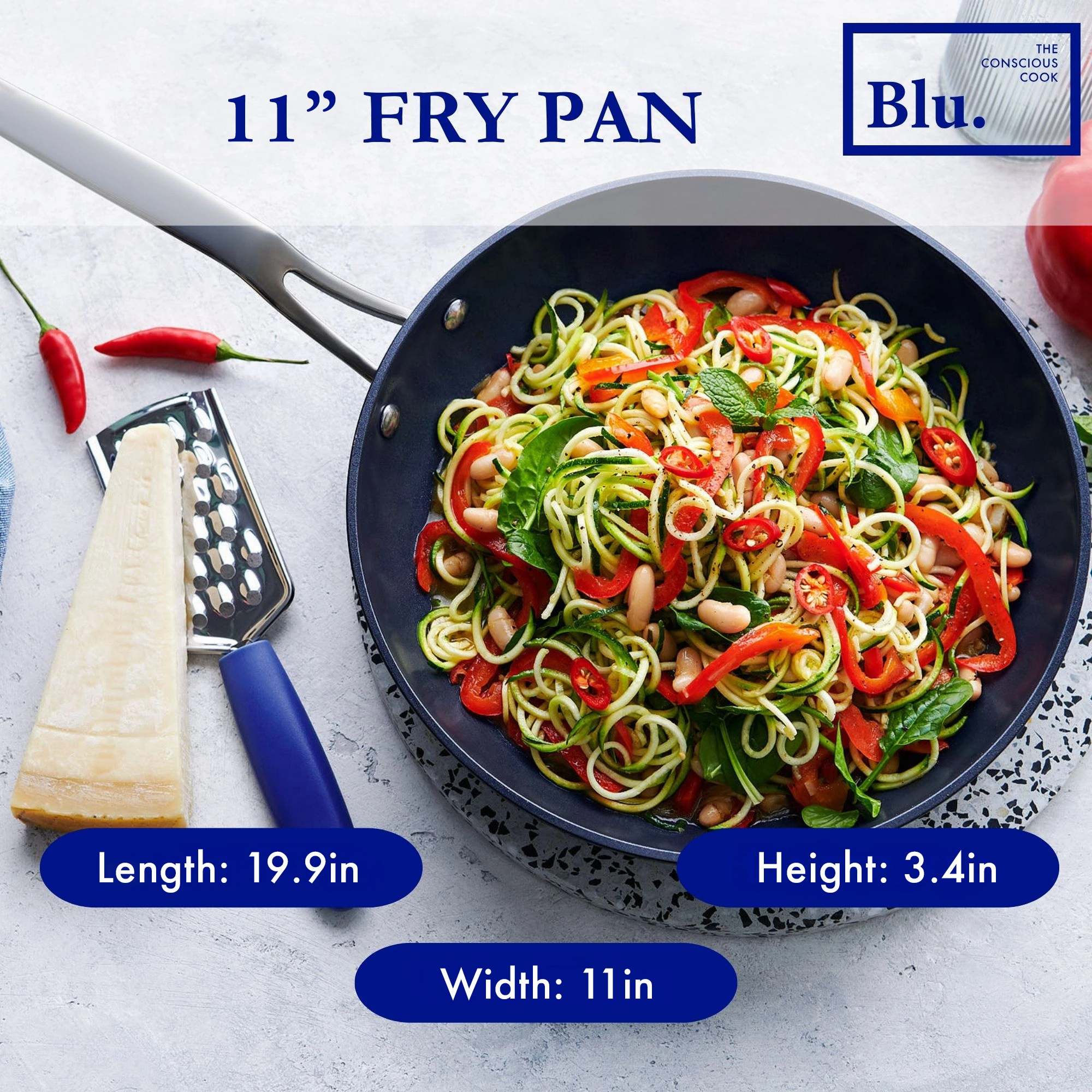 Blu. Cookware 11 Induction Frying Pan, Non-Toxic
