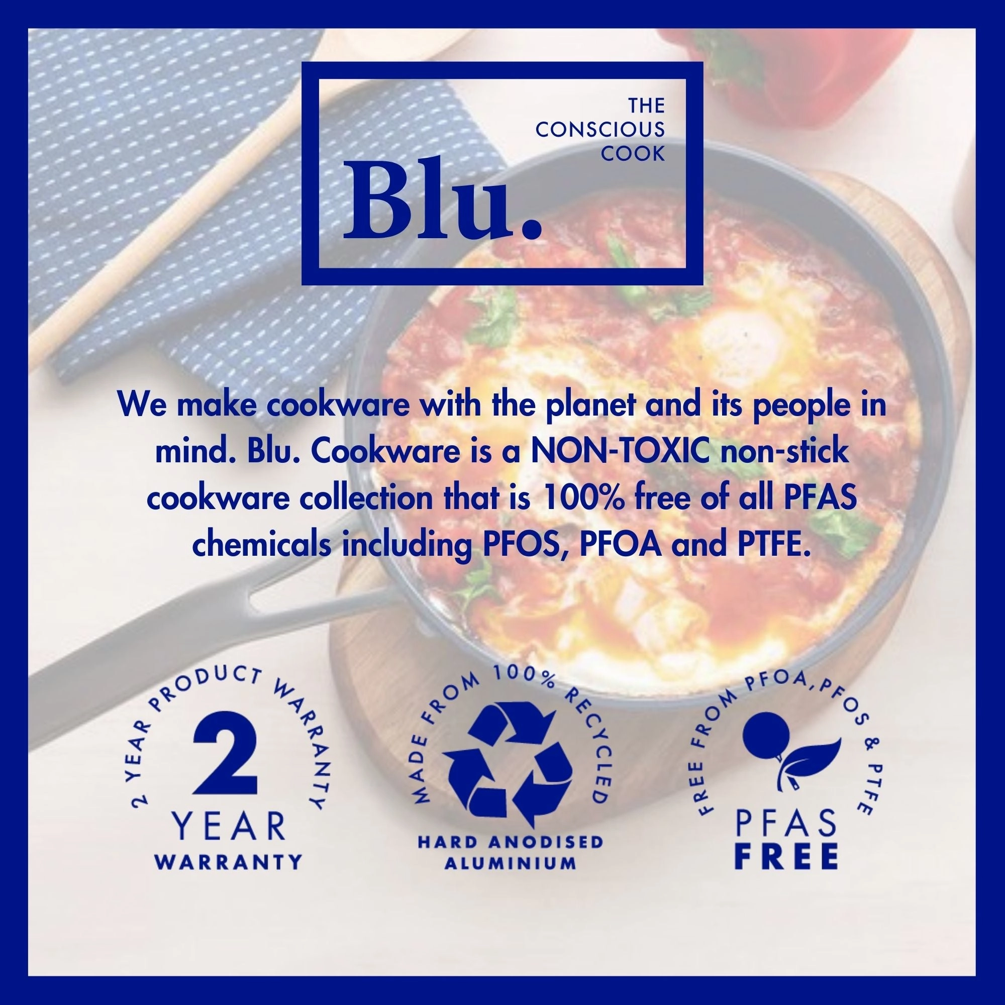 Blu. Cookware 11 Induction Frying Pan, Non-Toxic