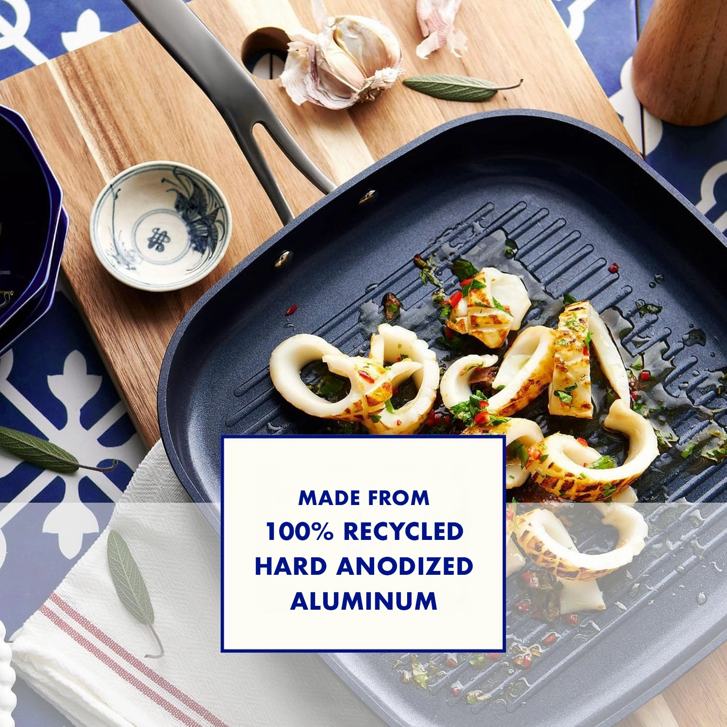 Blu. Cookware 11 Nonstick Grill Pan Griddle, Non-Toxic