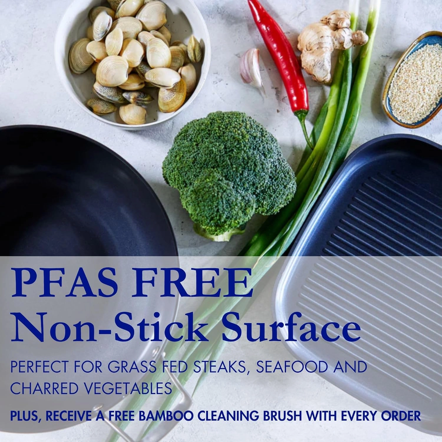 Blu. Cookware 11 Nonstick Grill Pan Griddle, Non-Toxic