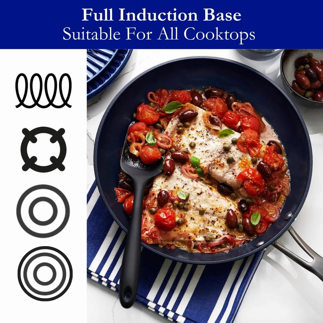 Blu. Cookware 12.6 Wok with Lid, Durable Non-Stick Stir Fry Pan