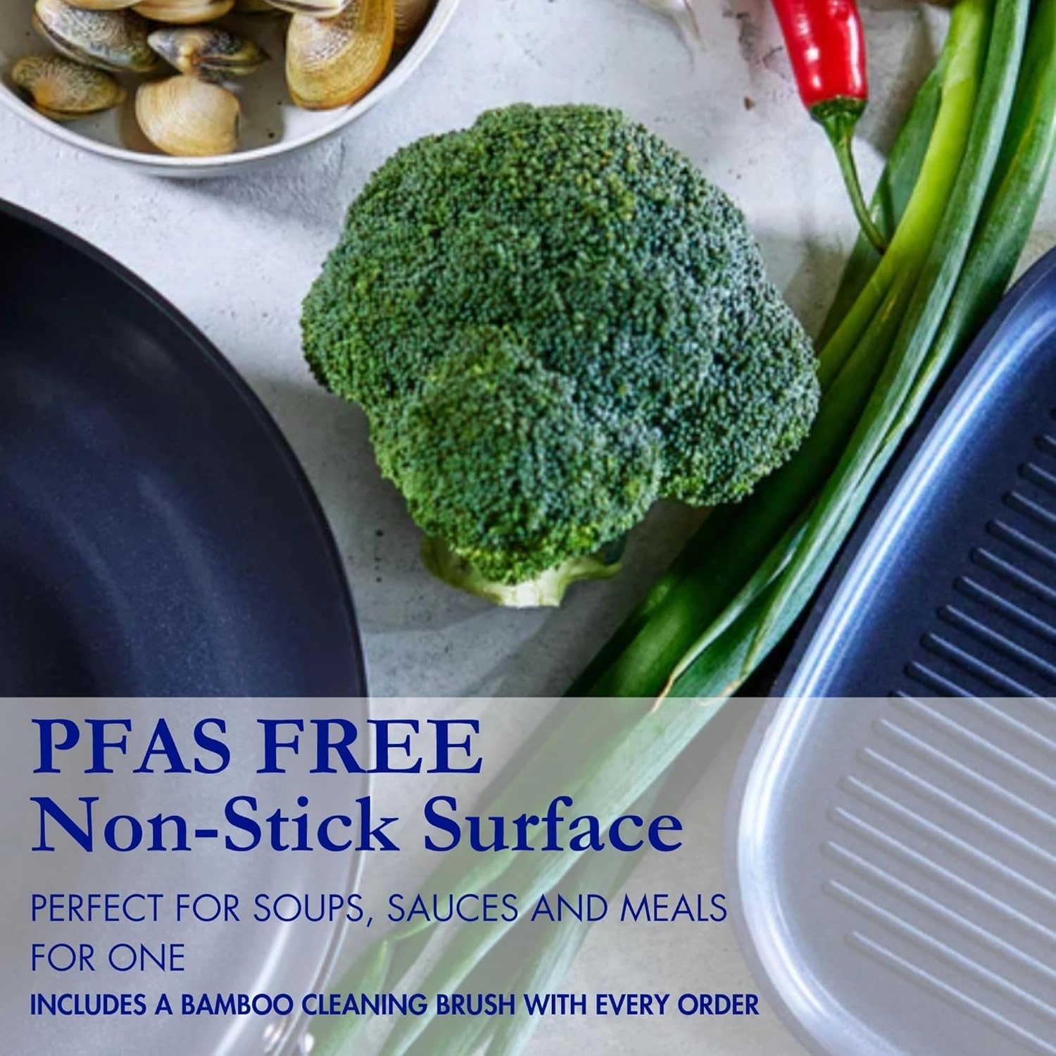 Blu. Cookware 2.7QT Nonstick Sauce Pan with Lid, Non-Toxic