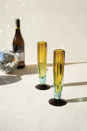 Blue and Amber Recycled Champagne Glass (Set of six) Drinkware best price
