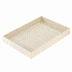 Bodrum Grasscloth Vinyl Rectangle Decorative Tray 13 x 18 (Ecru) Decorative Trays cheap sale