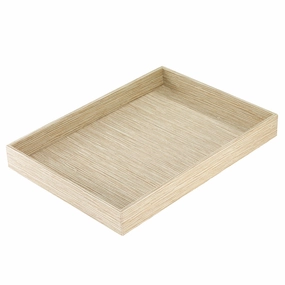 Bodrum Grasscloth Vinyl Rectangle Decorative Tray 13 x 18 (Latte) Decorative Trays cheap sale