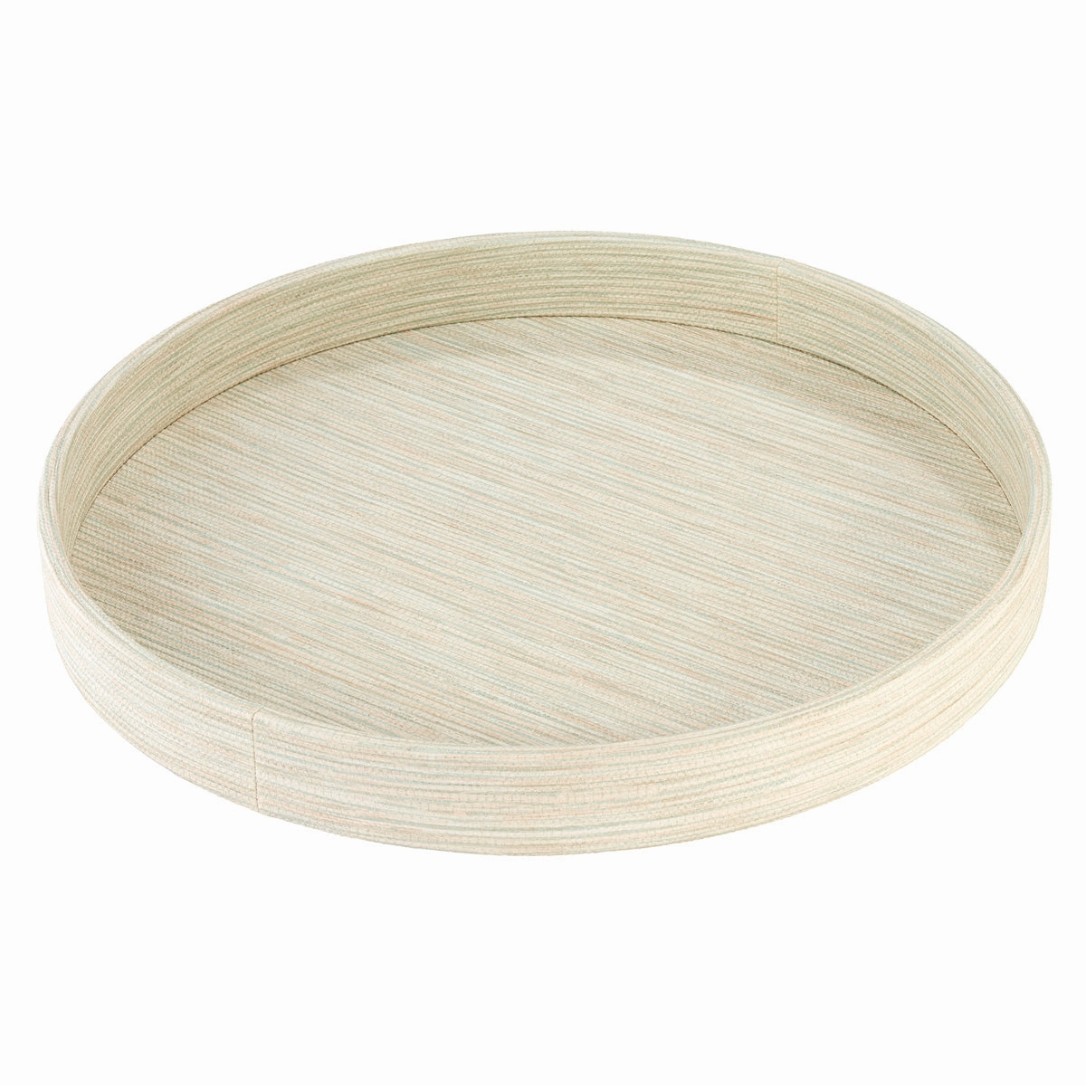 Bodrum Grasscloth Vinyl Round Decorative Tray 16" (Celadon) Decorative Trays cheap sale