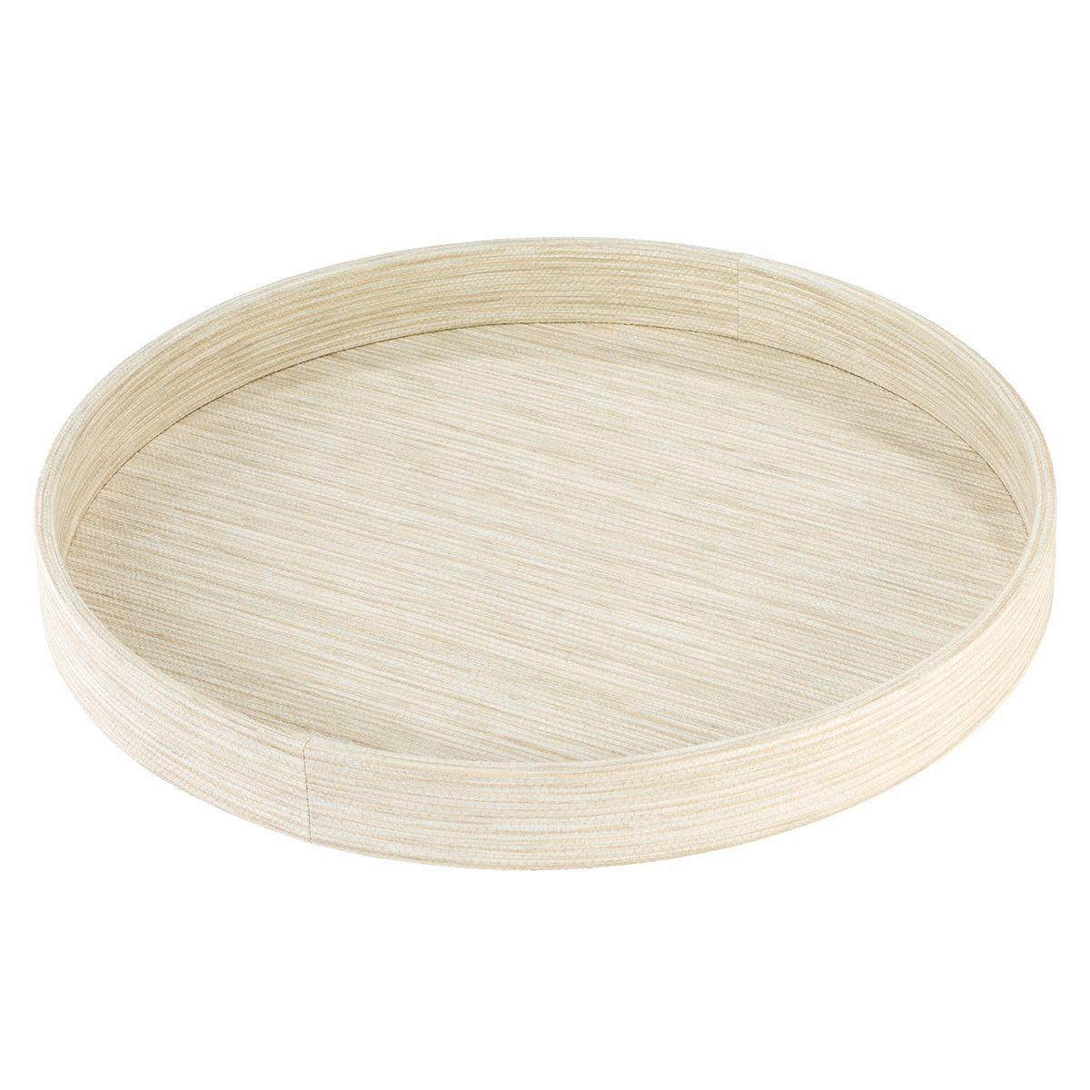 Bodrum Grasscloth Vinyl Round Decorative Tray 16" (Ecru) Decorative Trays cheap sale