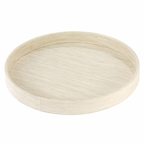 Bodrum Grasscloth Vinyl Round Decorative Tray 16" (Ecru) Decorative Trays cheap sale