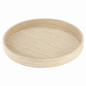 Bodrum Grasscloth Vinyl Round Decorative Tray 16" (Latte) Decorative Trays cheap sale