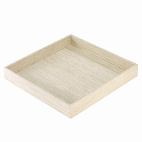 Bodrum Grasscloth Vinyl Square Decorative Tray 14" (Ecru) Decorative Trays cheap sale