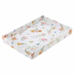 Bodrum Lily Garden Vinyl Rectangle Decorative Tray 13 x 18 Decorative Trays cheap sale