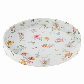 Bodrum Lily Garden Vinyl Round Decorative Tray 16" Decorative Trays cheap sale