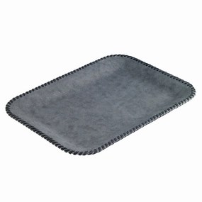 Bodrum Whipstitch Flat Decorative Tray 17" (Pewter) Decorative Trays cheap sale