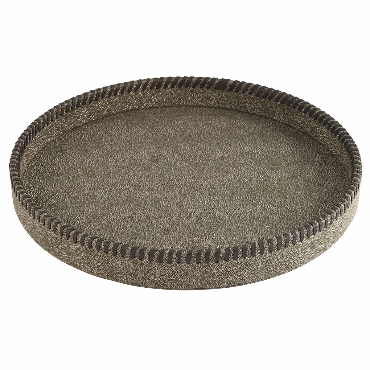 Bodrum Whipstitch Round Decorative Tray 16" (Bronze) Decorative Trays cheap sale