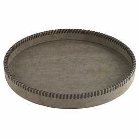 Bodrum Whipstitch Round Decorative Tray 16" (Bronze) Decorative Trays cheap sale