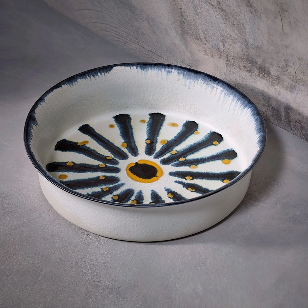 Bohme Large bowl, H10 x Dia37cm, Blue/ White/ Yellow
