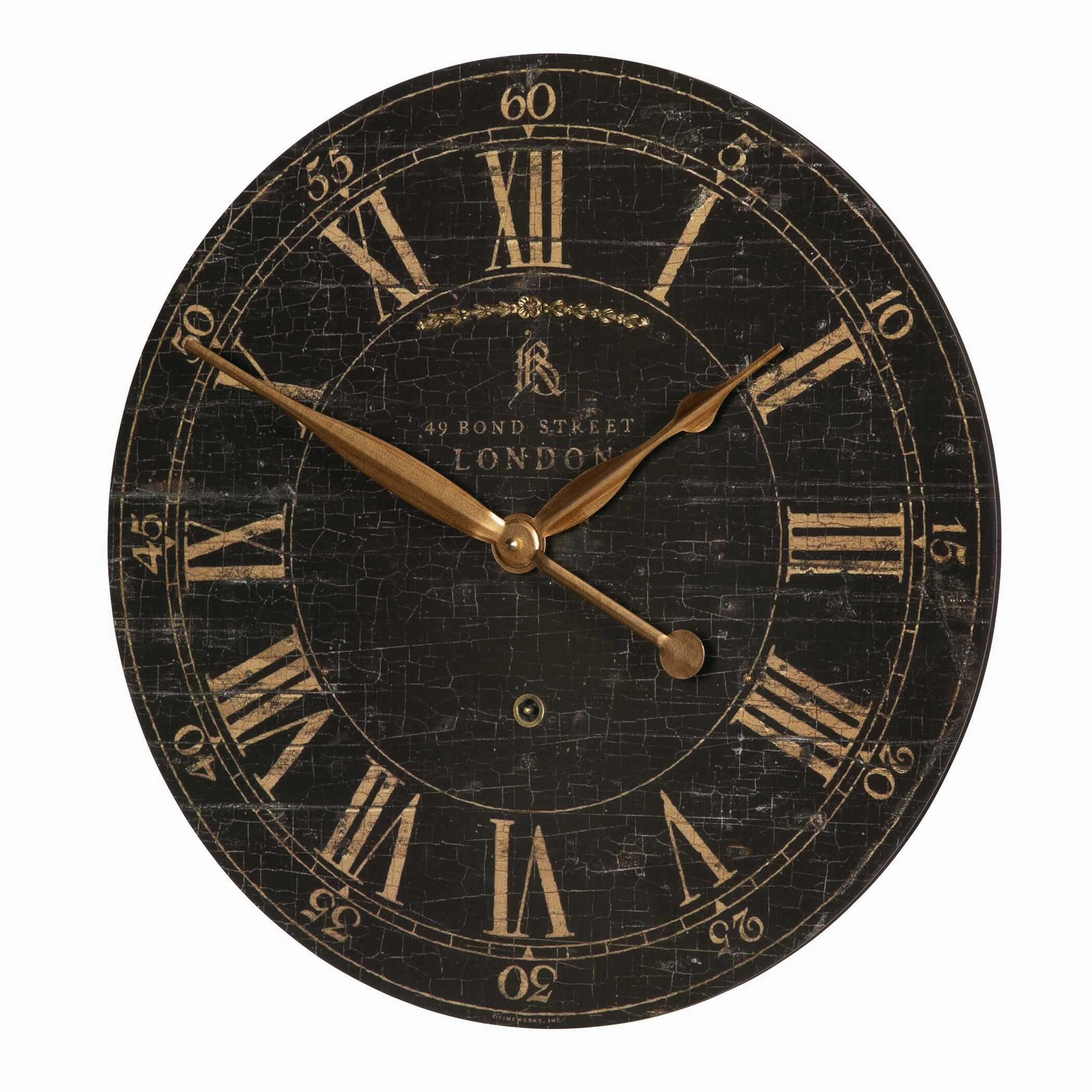 Bond Street Wall Clock Antiqued Brass Clocks decor discount