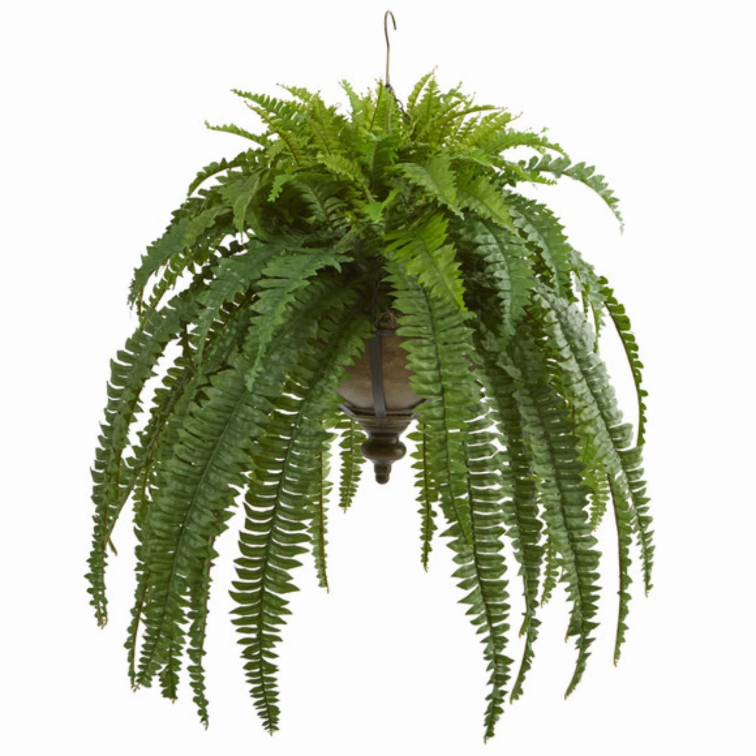 Boston Fern Artificial Plant in Metal Hanging Bowl 39" Faux Florals home florals discount
