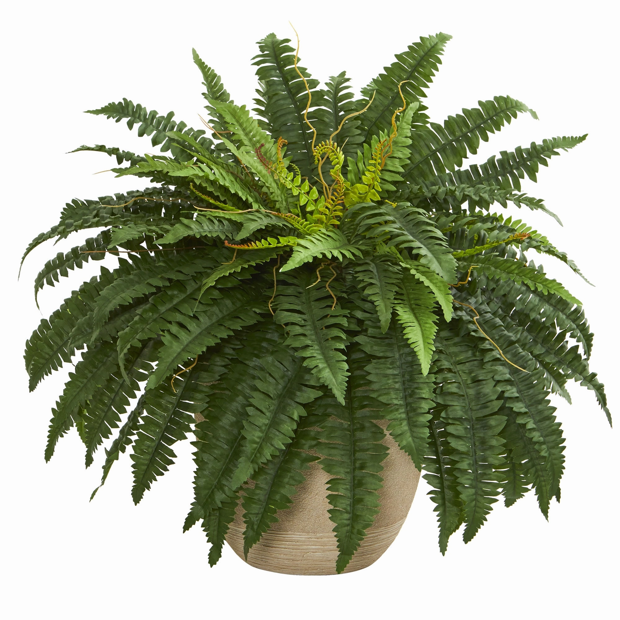 Boston Fern Artificial Plant in Sandstone Planter 22" Faux Florals home florals discount