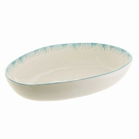 Bowl Oval Ceramic Aqua Drip Serveware clearance shop