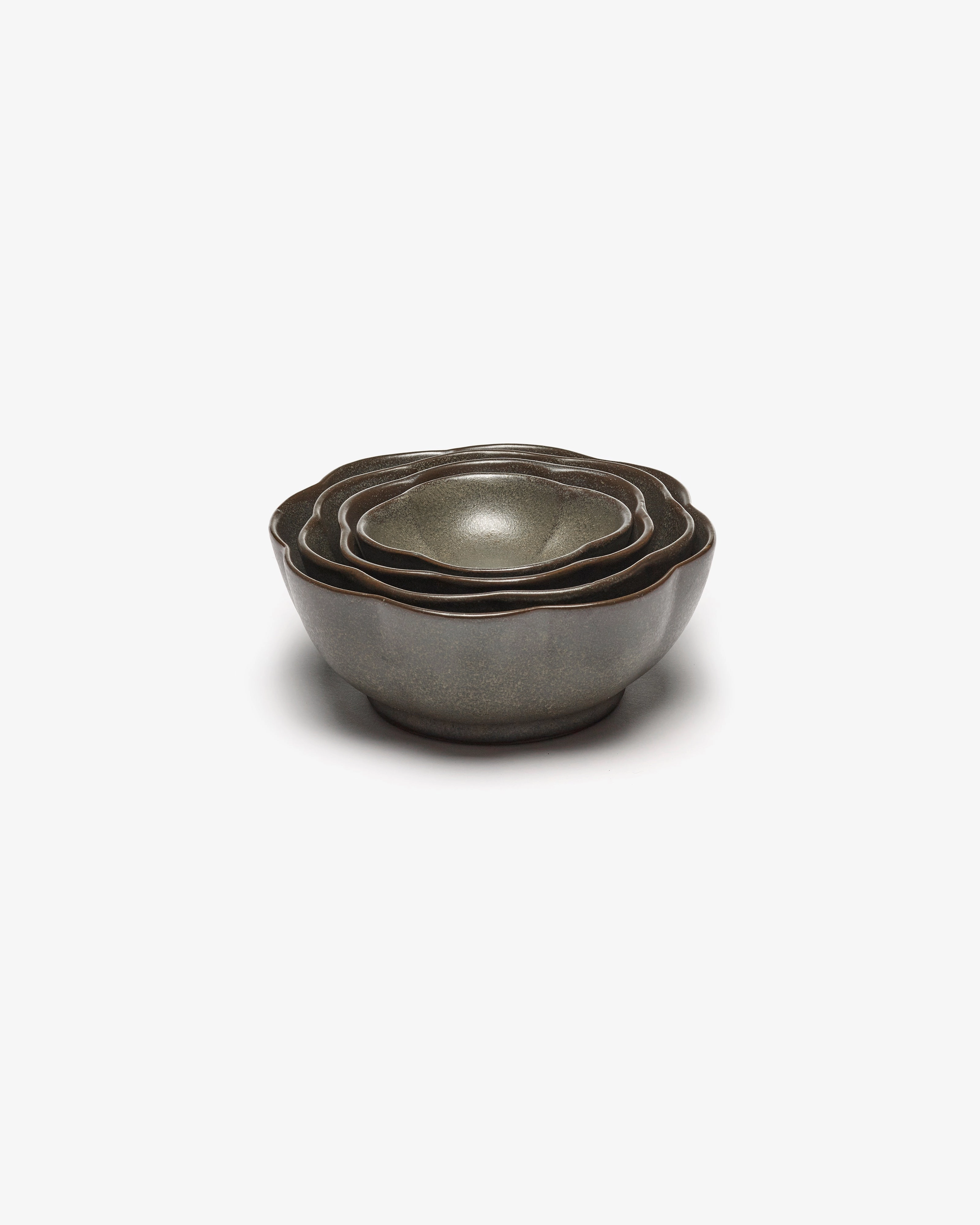 Bowl ribbed L green Inku