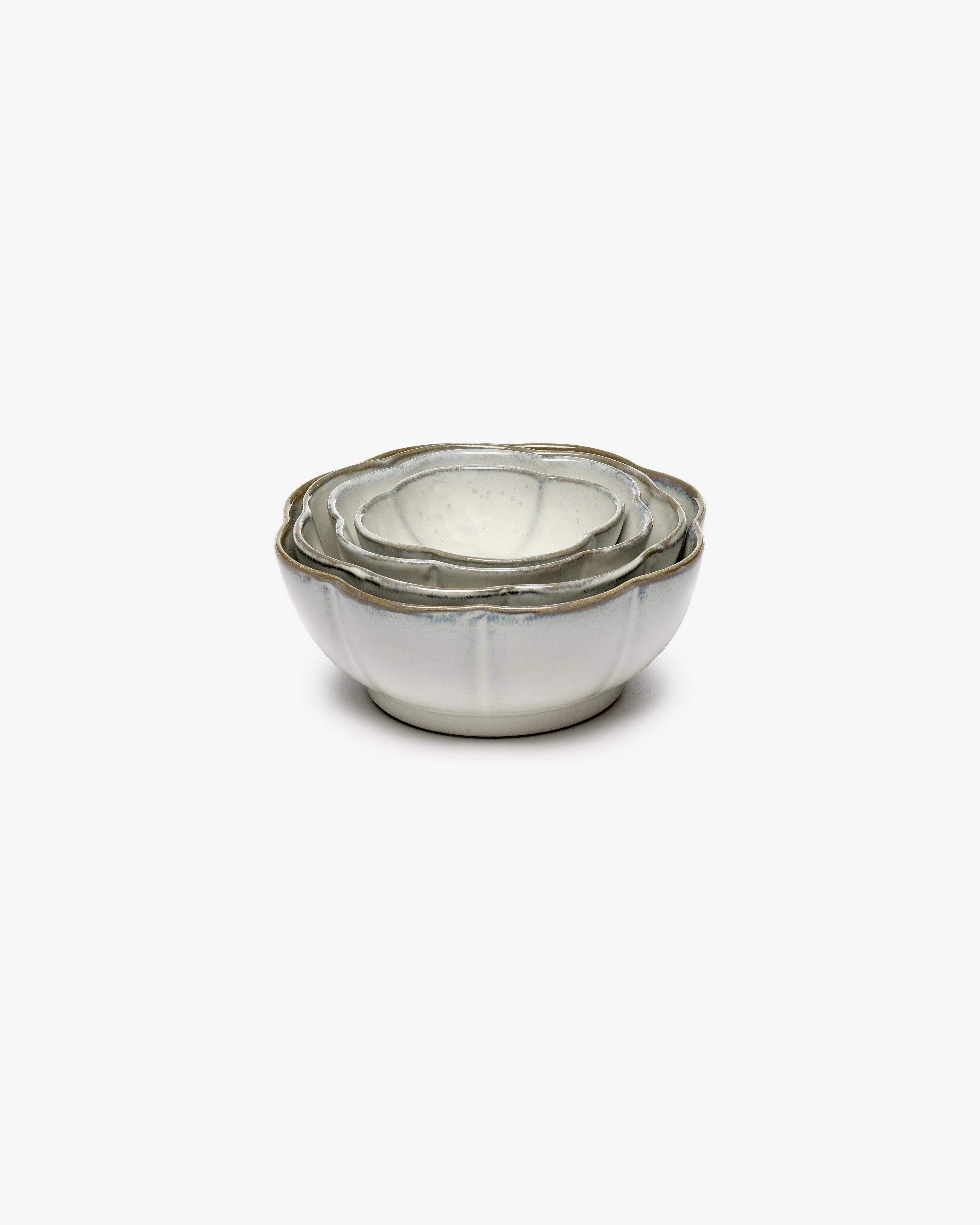 Bowl ribbed L white Inku