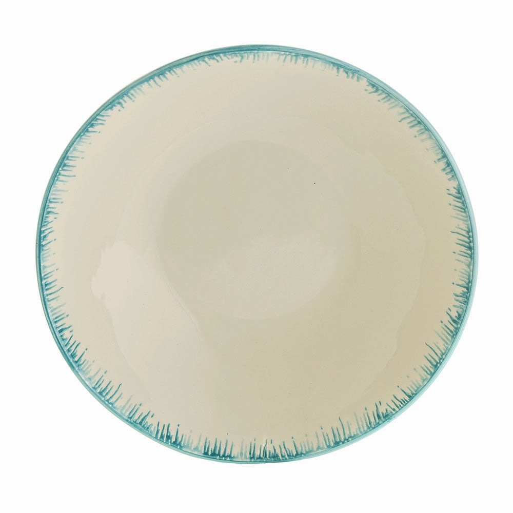 Bowl Round Ceramic Aqua Drip