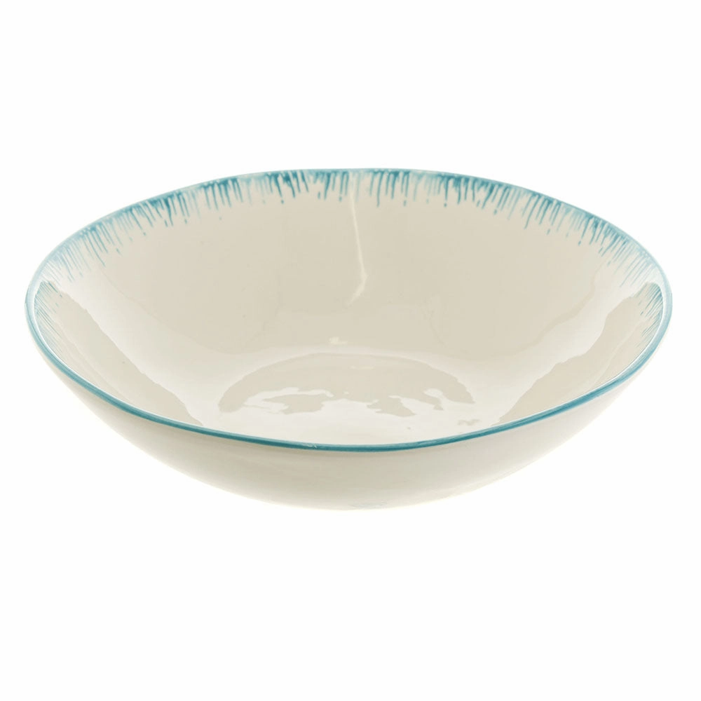 Bowl Round Ceramic Aqua Drip Serveware clearance shop