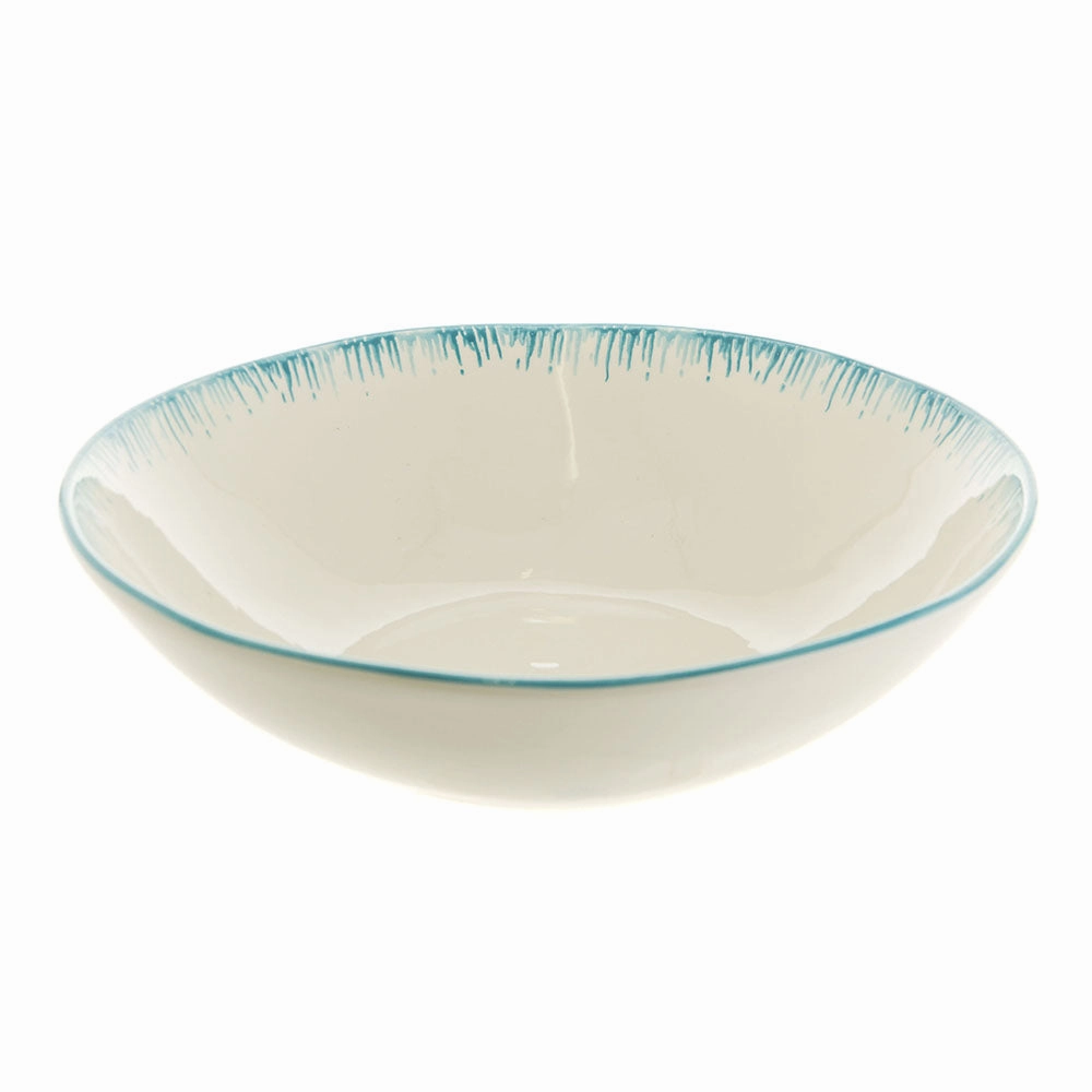 Bowl Round Ceramic Aqua Drip