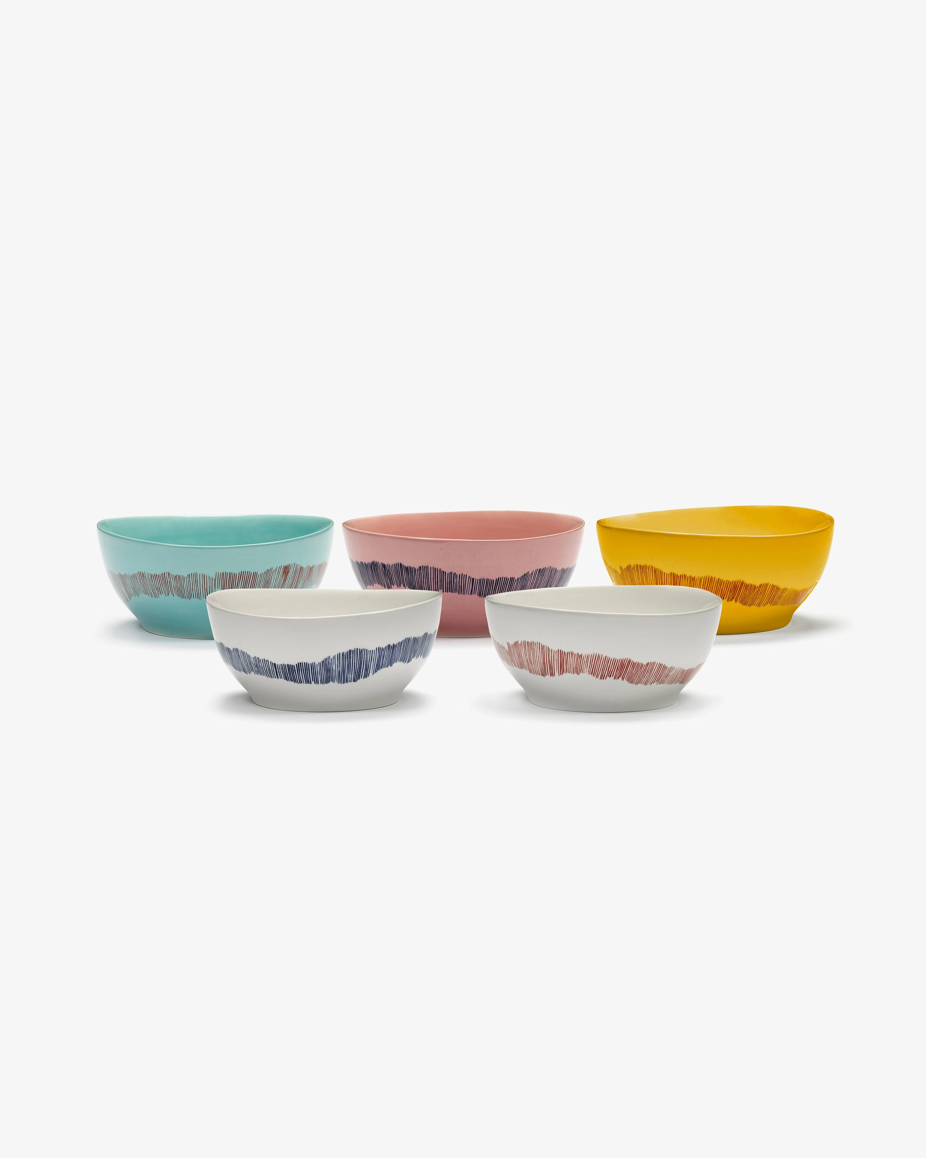 Bowl S azure swirl - red stripes Feast