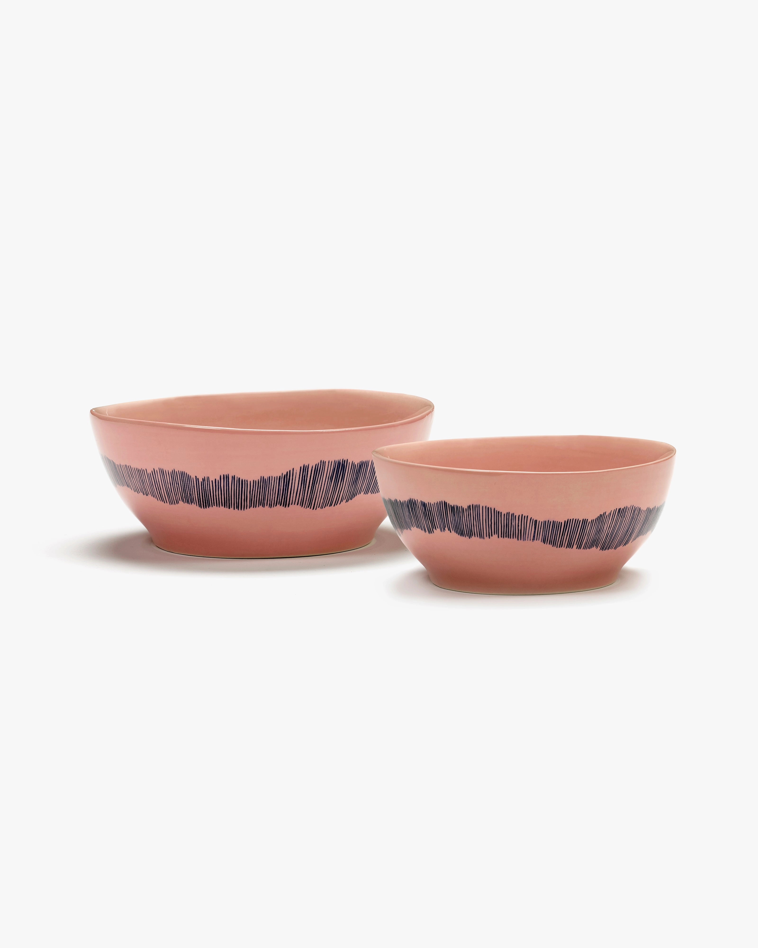 Bowl S pink - blue stripes Feast