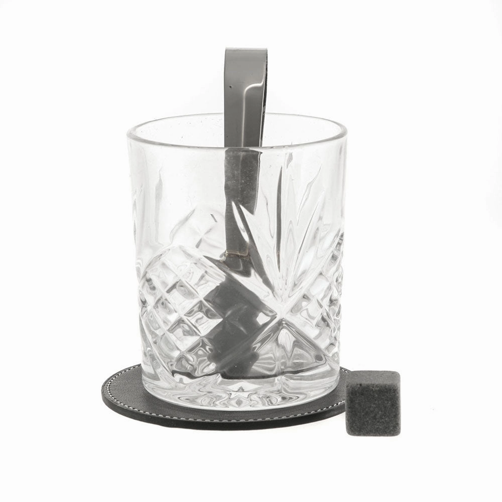 Boxed Whiskey Set - Glasses with Coasters & Ice Stones