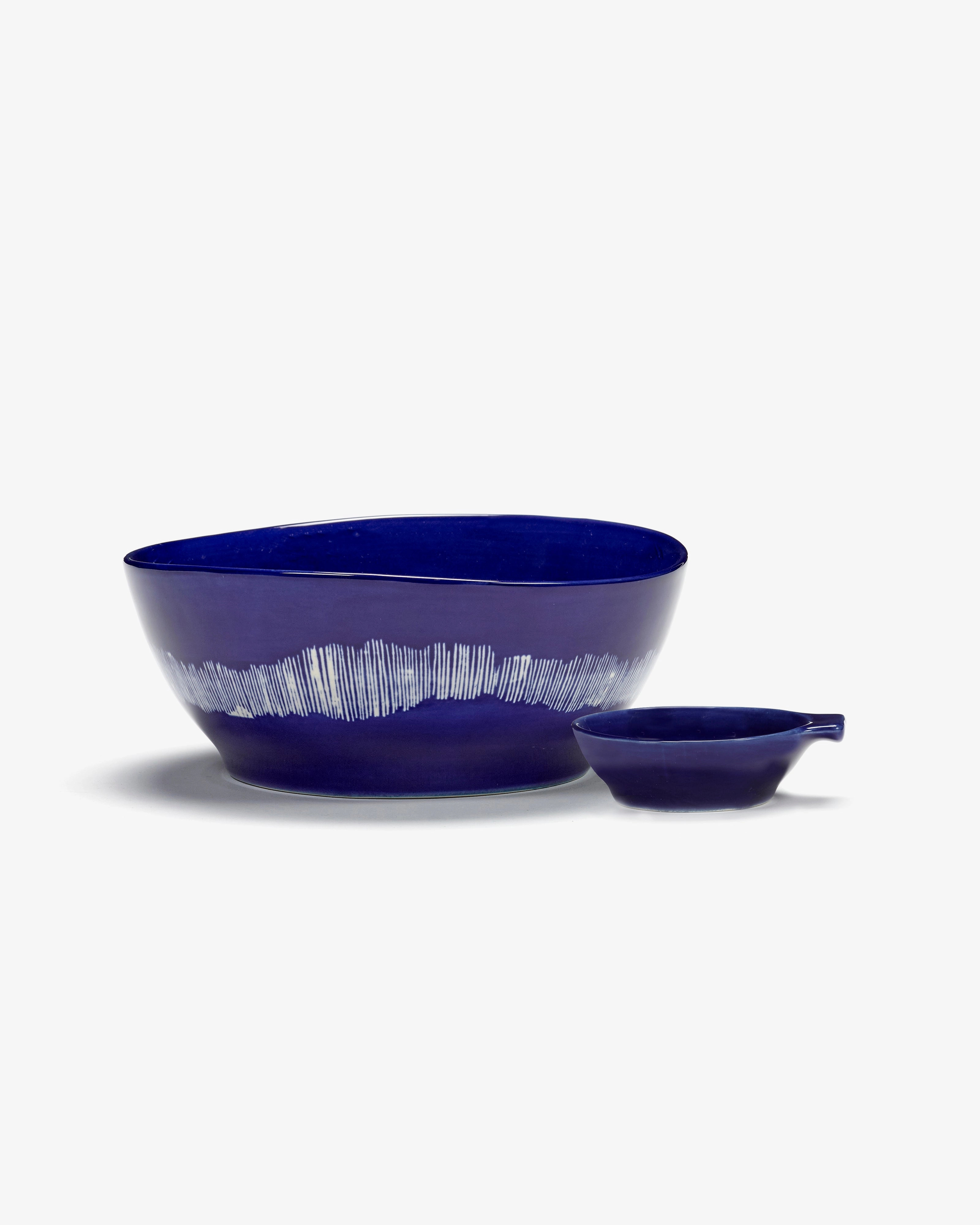Breakfast bowl dark blue - white stripes Feast