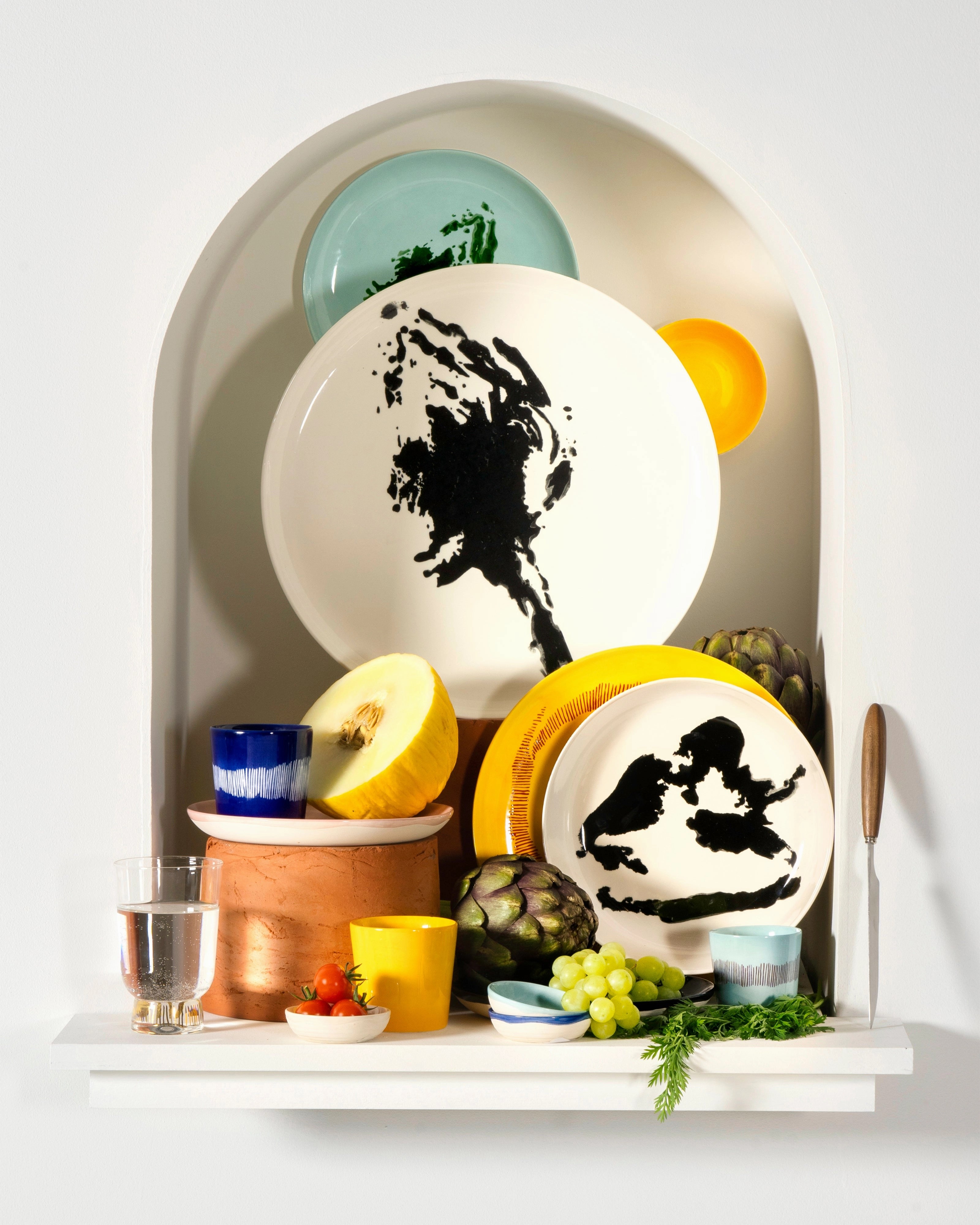 Breakfast bowl dark blue - white stripes Feast