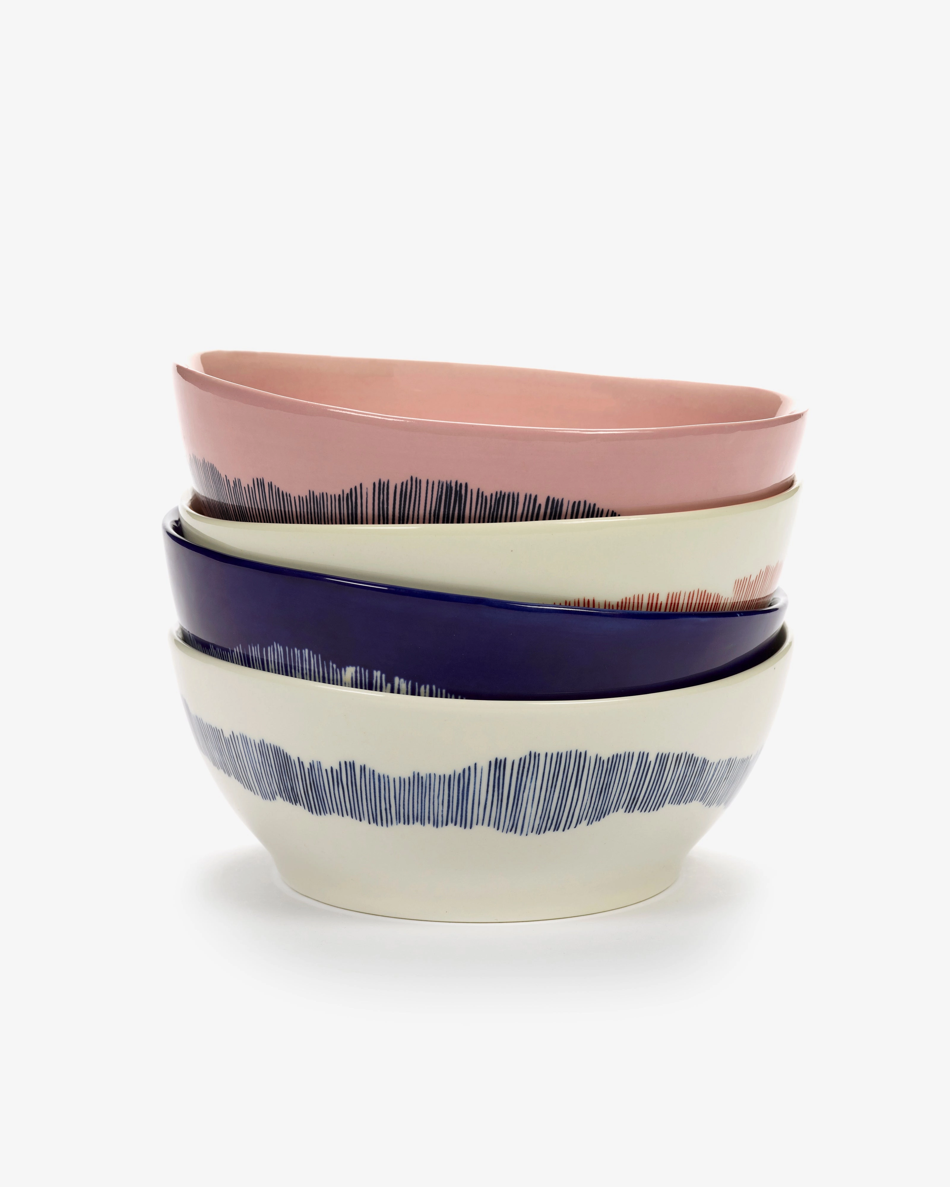 Breakfast bowl pink - blue stripes Feast