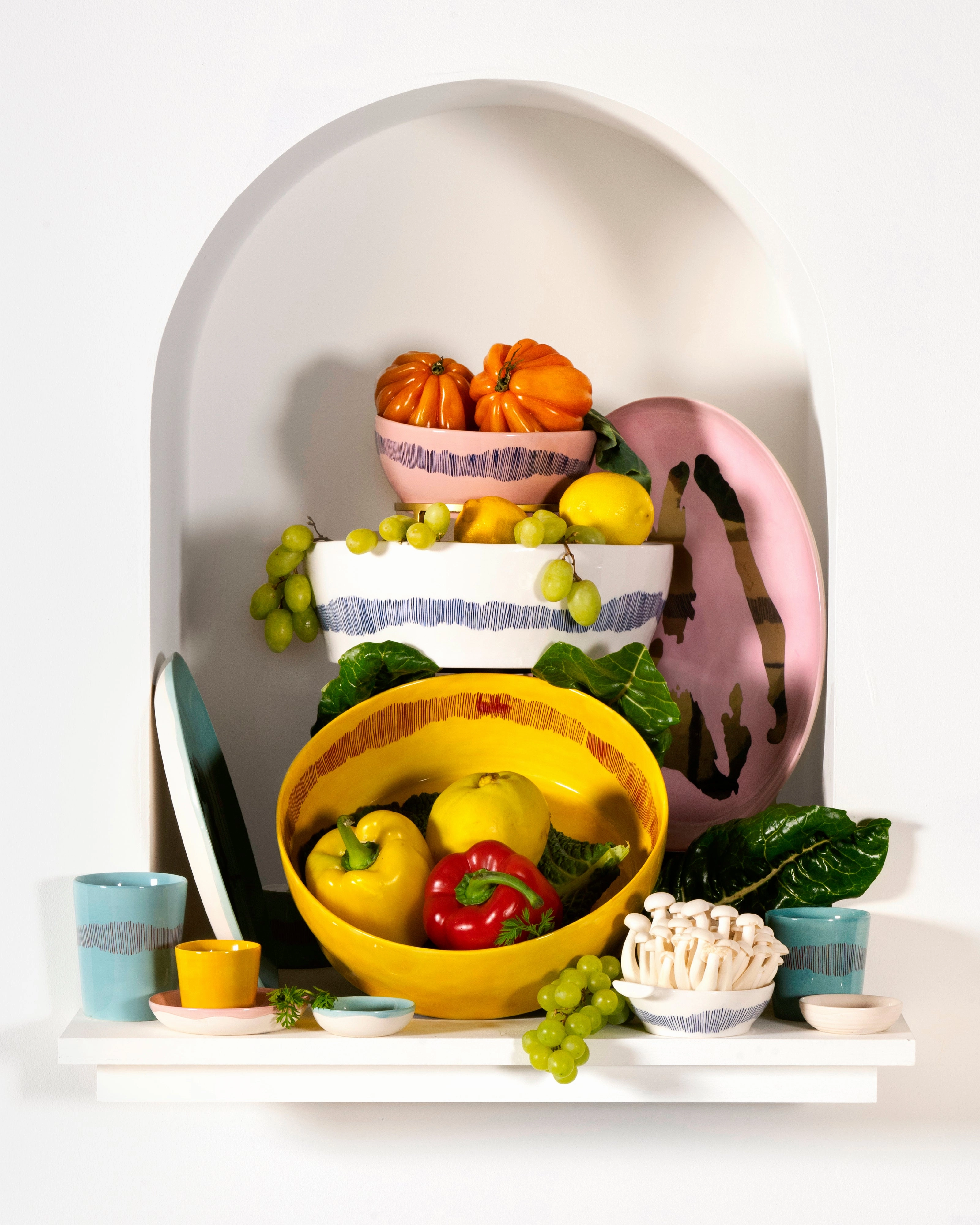 Breakfast bowl pink - blue stripes Feast
