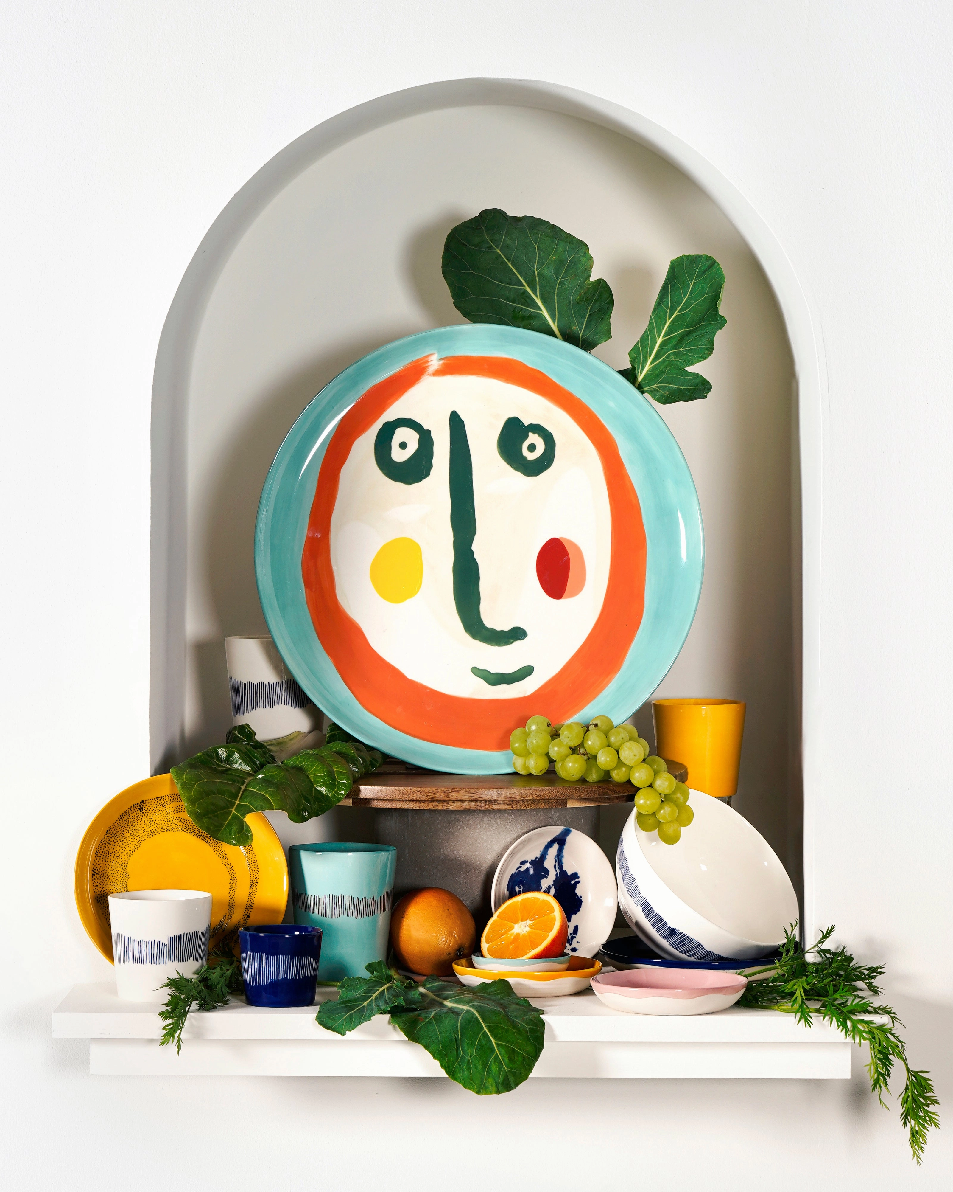 Breakfast bowl white swirl - blue stripes Feast
