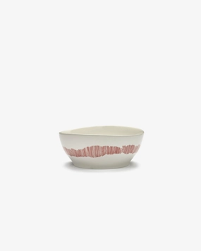 Breakfast bowl white swirl - red stripes Feast Buy Dinnerware online shop