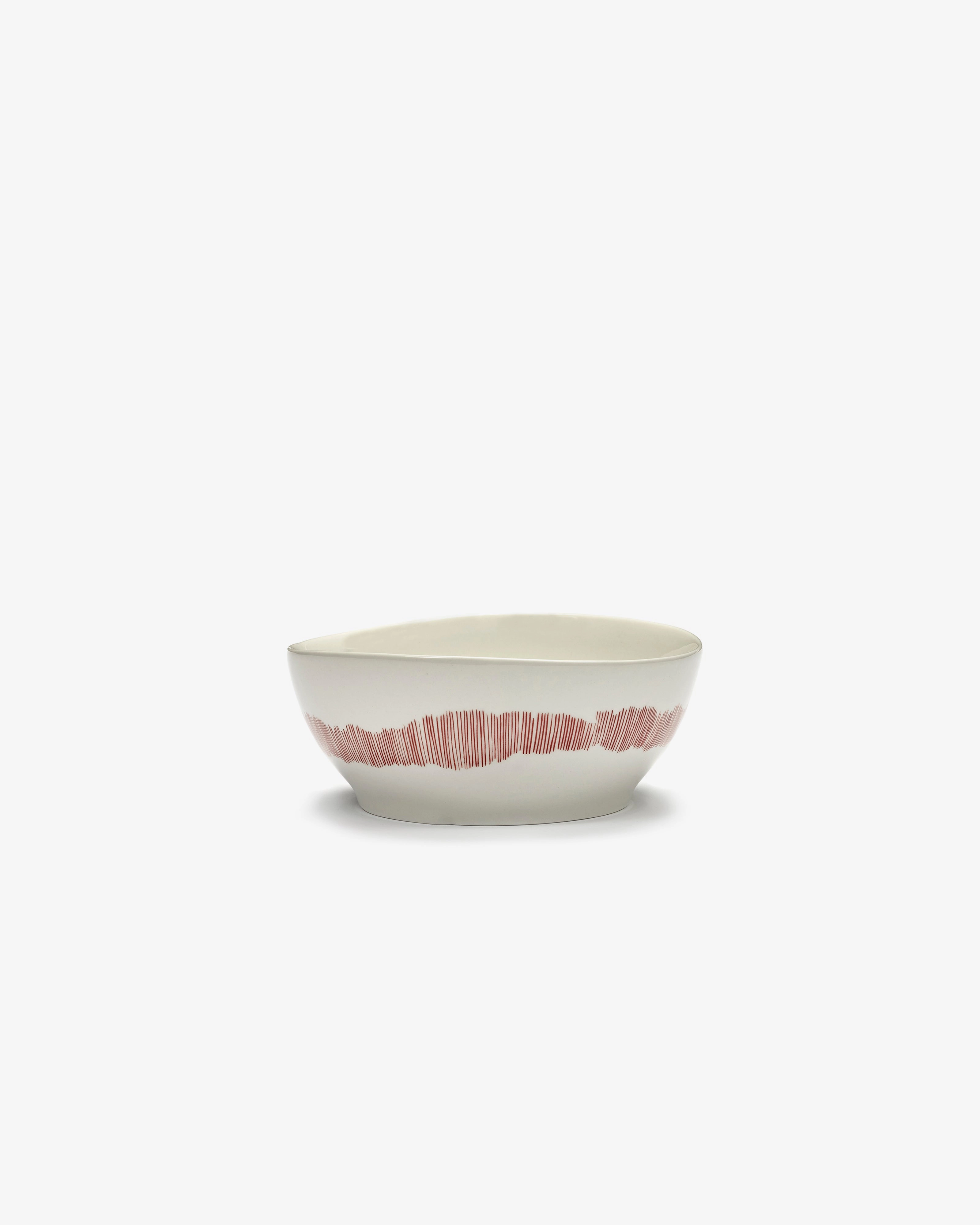 Breakfast bowl white swirl - red stripes Feast Buy Dinnerware online shop