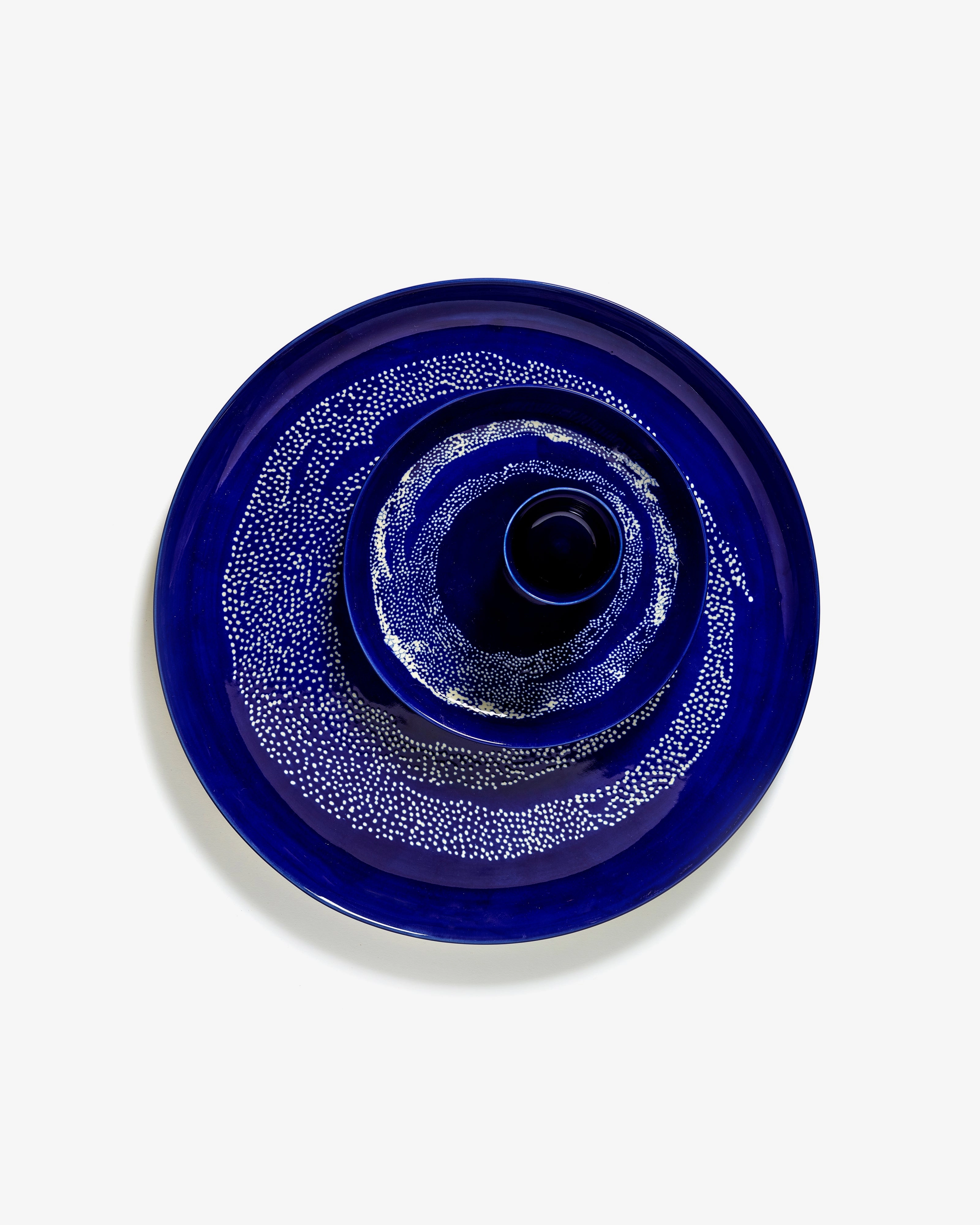 Breakfast plate dark blue - white dots Feast